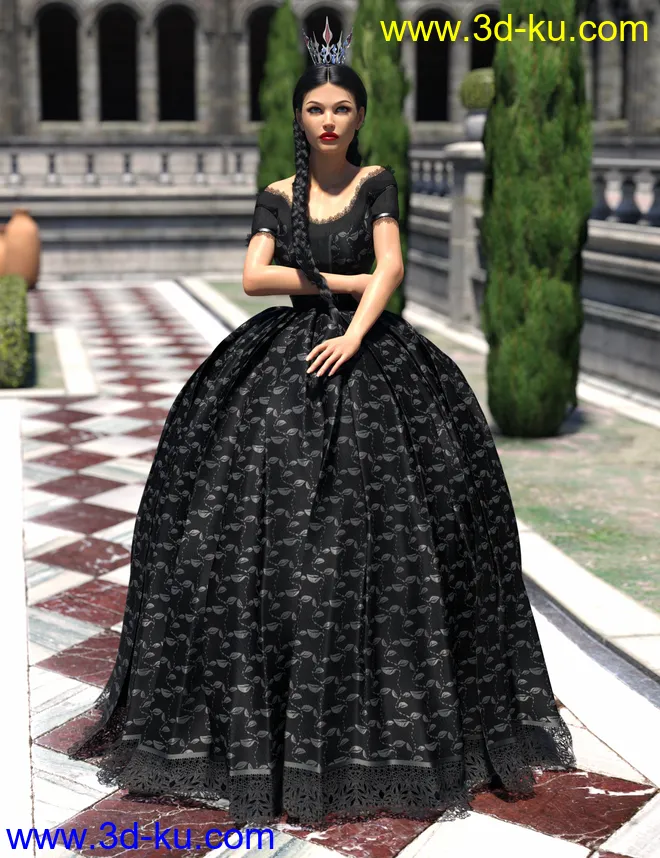 dForce Gown of Fantasy 2 for Genesis 8 Female(s)模型的图片9