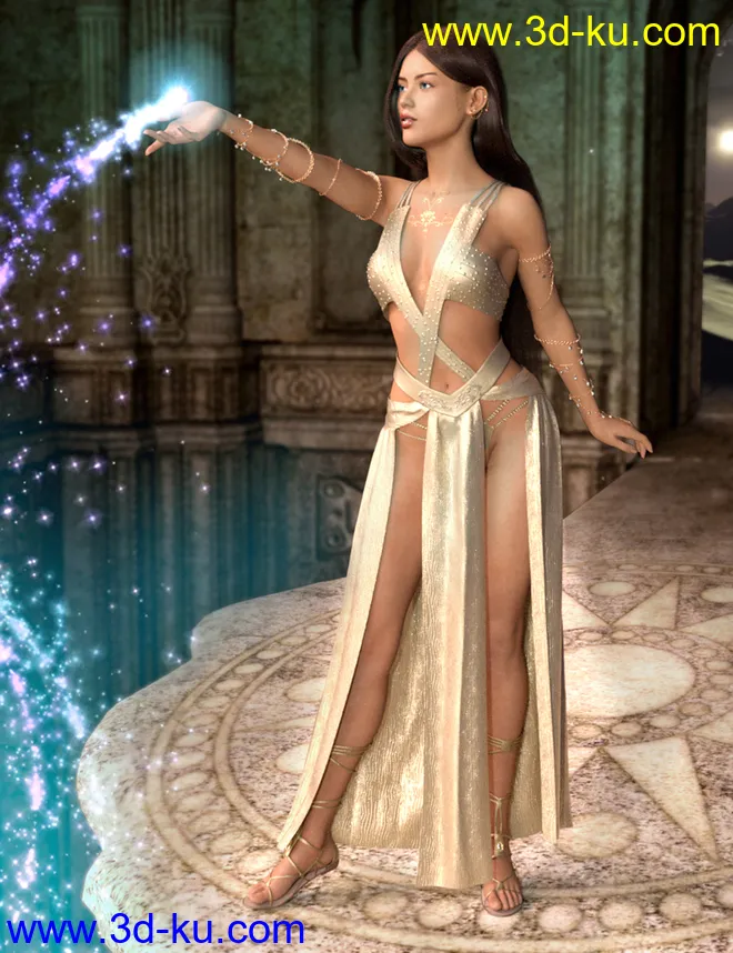 dForce Priestess of Light Outift for Genesis 8 Female(s)模型的图片1