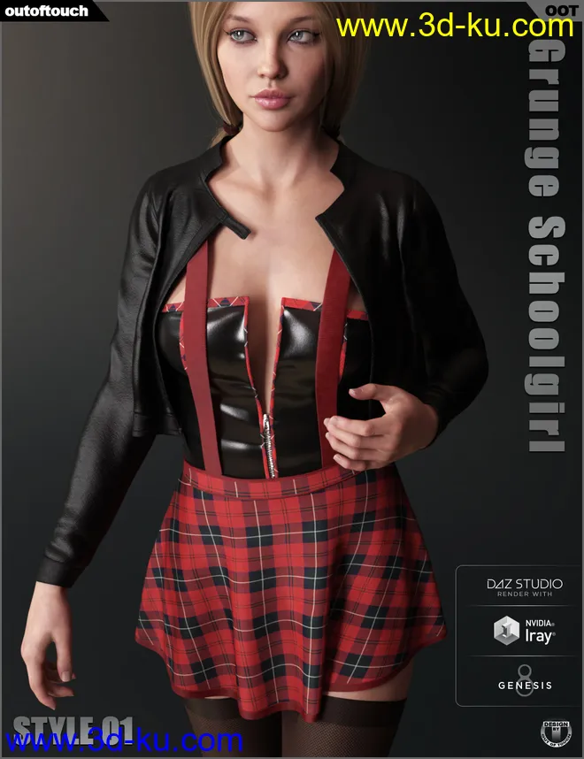 Grunge Schoolgirl Outfit for Genesis 8 Female(s)模型的图片11