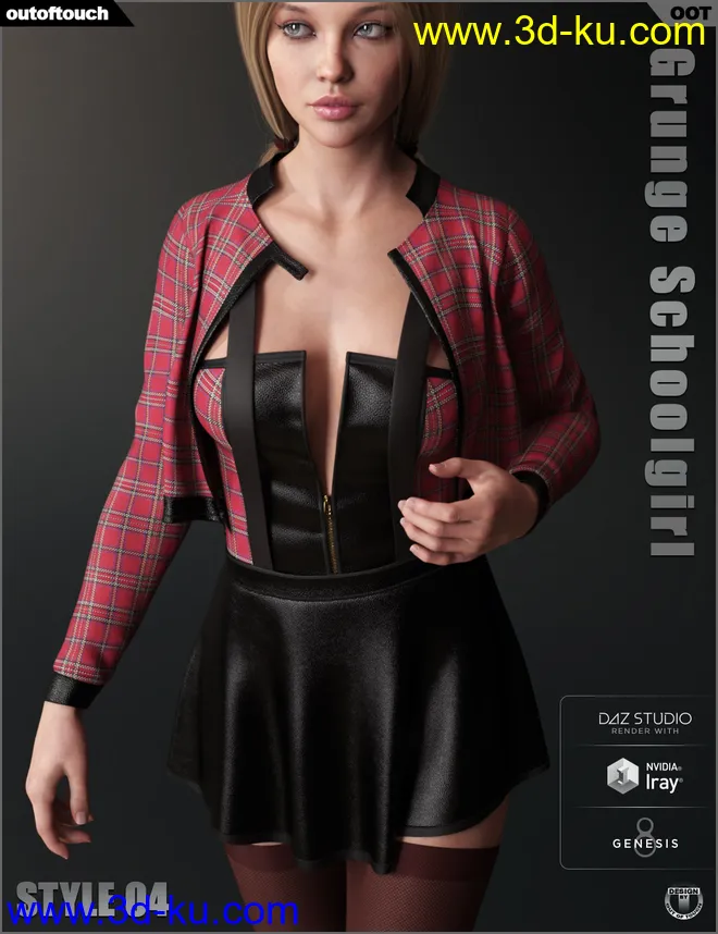 Grunge Schoolgirl Outfit for Genesis 8 Female(s)模型的图片14