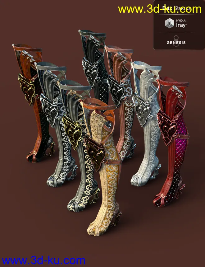 Jiwoo Fantasy Boots for Genesis 8 Female(s)模型的图片2