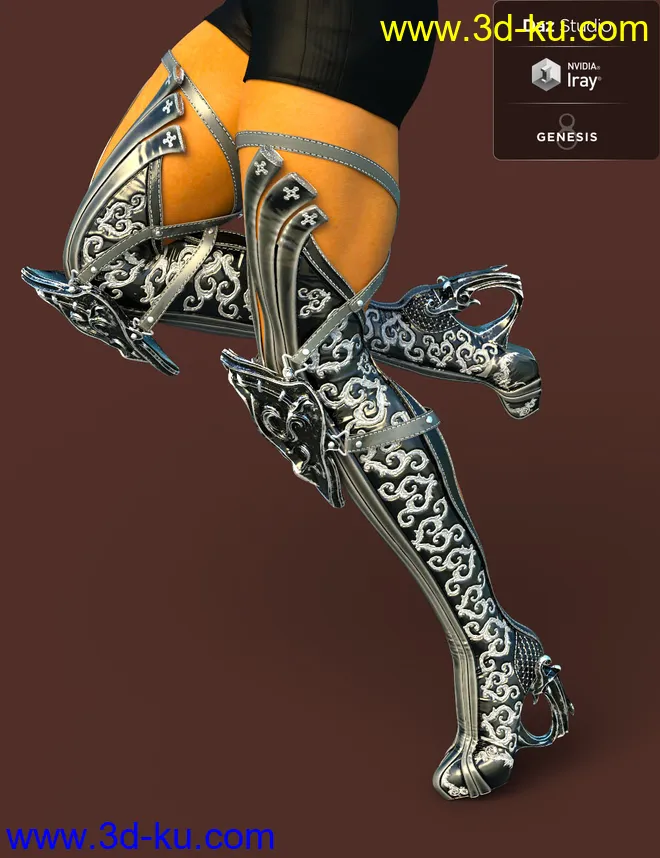 Jiwoo Fantasy Boots for Genesis 8 Female(s)模型的图片11