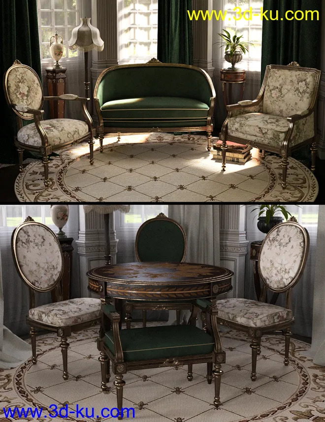 Reupholstered for Vintage Furniture Iray模型的图片1