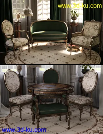 3D打印模型Reupholstered for Vintage Furniture Iray的图片