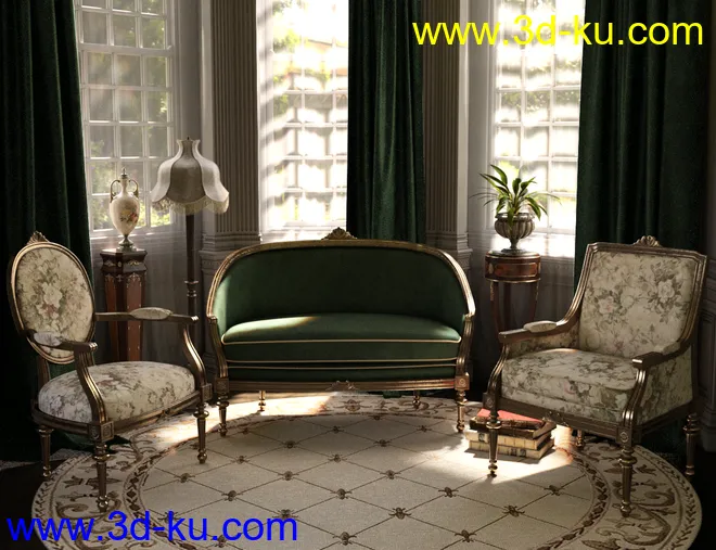 Reupholstered for Vintage Furniture Iray模型的图片2