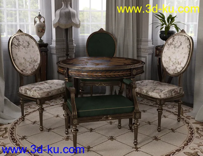 Reupholstered for Vintage Furniture Iray模型的图片3