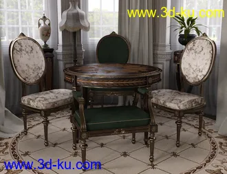 3D打印模型Reupholstered for Vintage Furniture Iray的图片