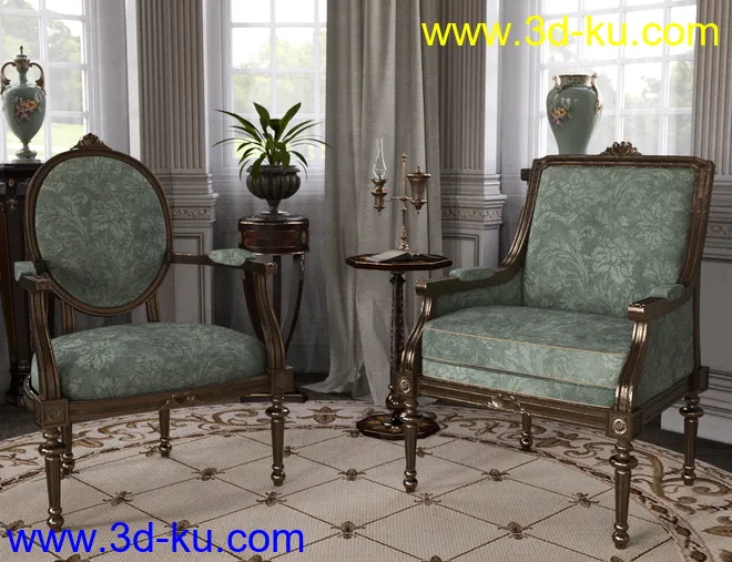 Reupholstered for Vintage Furniture Iray模型的图片4