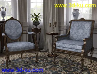 3D打印模型Reupholstered for Vintage Furniture Iray的图片