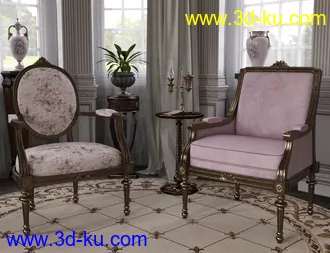 3D打印模型Reupholstered for Vintage Furniture Iray的图片