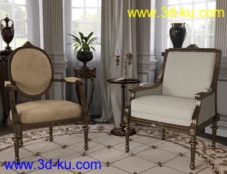 3D打印模型Reupholstered for Vintage Furniture Iray的图片