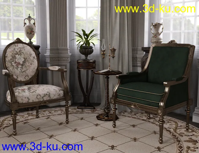 Reupholstered for Vintage Furniture Iray模型的图片8