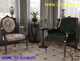 3D打印模型Reupholstered for Vintage Furniture Iray的图片