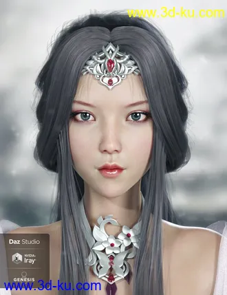 3D打印模型Ruyun and Ruyun Hair for Genesis 8 Female(s)的图片