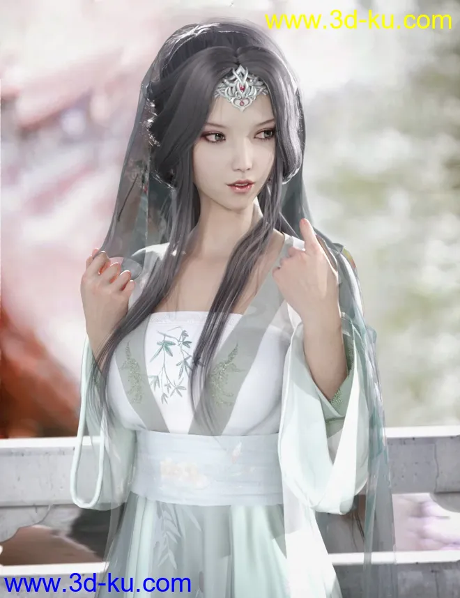 Ruyun and Ruyun Hair for Genesis 8 Female(s)模型的图片3