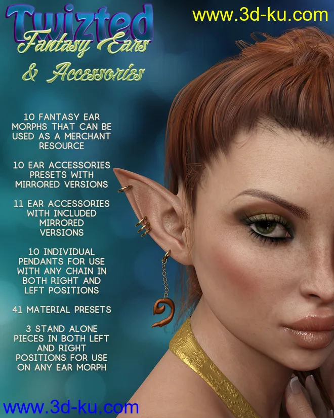 Twizted Fantasy Ears & Accessories for Genesis 8 Female模型的图片1