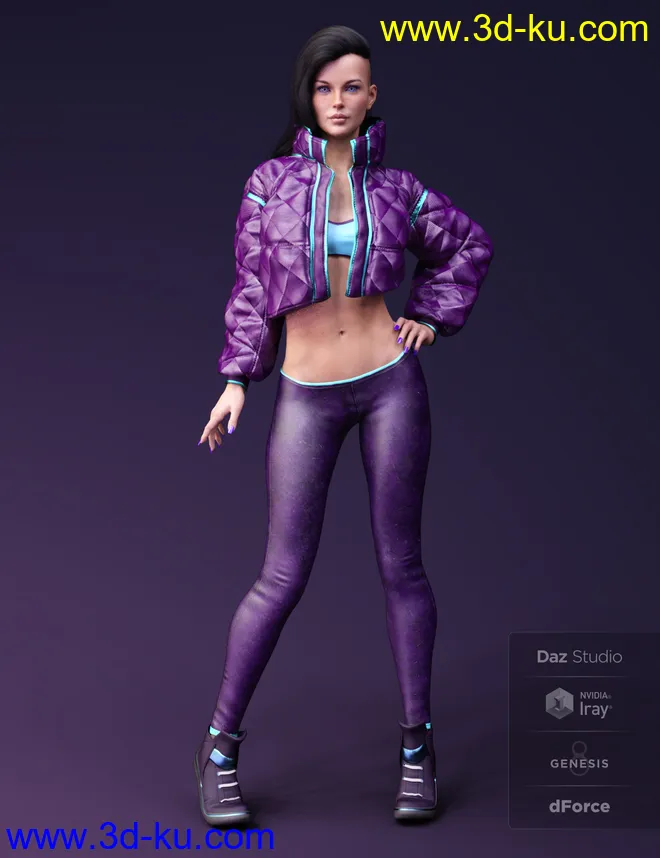 X-Fashion Street Dancer Outfit for Genesis 8 Female(s)模型的图片1