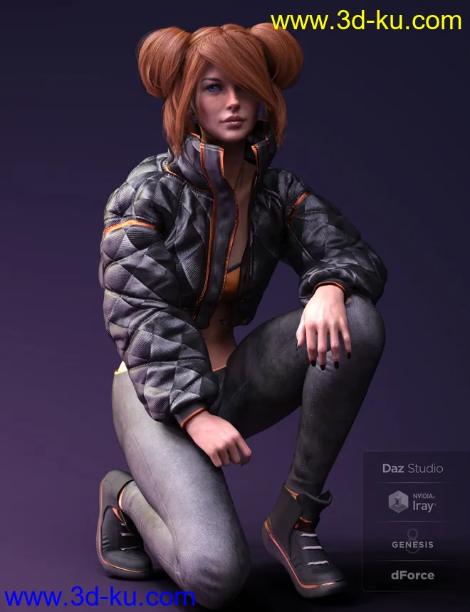 X-Fashion Street Dancer Outfit for Genesis 8 Female(s)模型的图片4