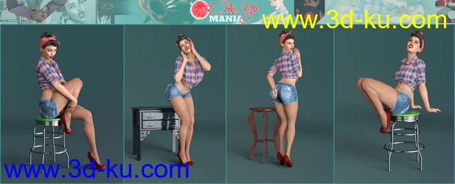 Z Pin Up Mania Props and Poses for Genesis 8 Female模型的图片11