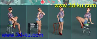 3D打印模型Z Pin Up Mania Props and Poses for Genesis 8 Female的图片