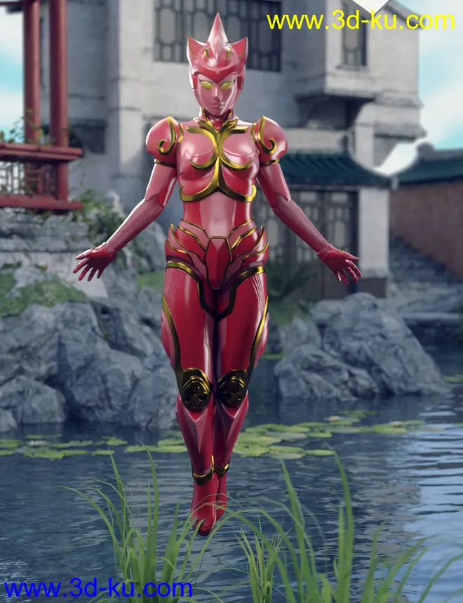 ZhuQue - The Red Phoenix Outfit for Genesis 8 Female(s)模型的图片5