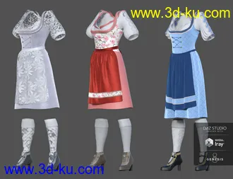 3D打印模型dForce Oktoberfest Dress for Genesis 8 Female(s)的图片