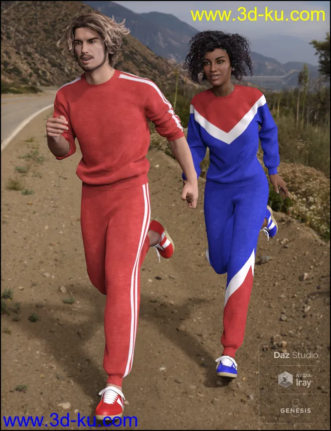 dForce Retro Sweatsuit for Genesis 8 Female(s) and Male(s)模型的图片2