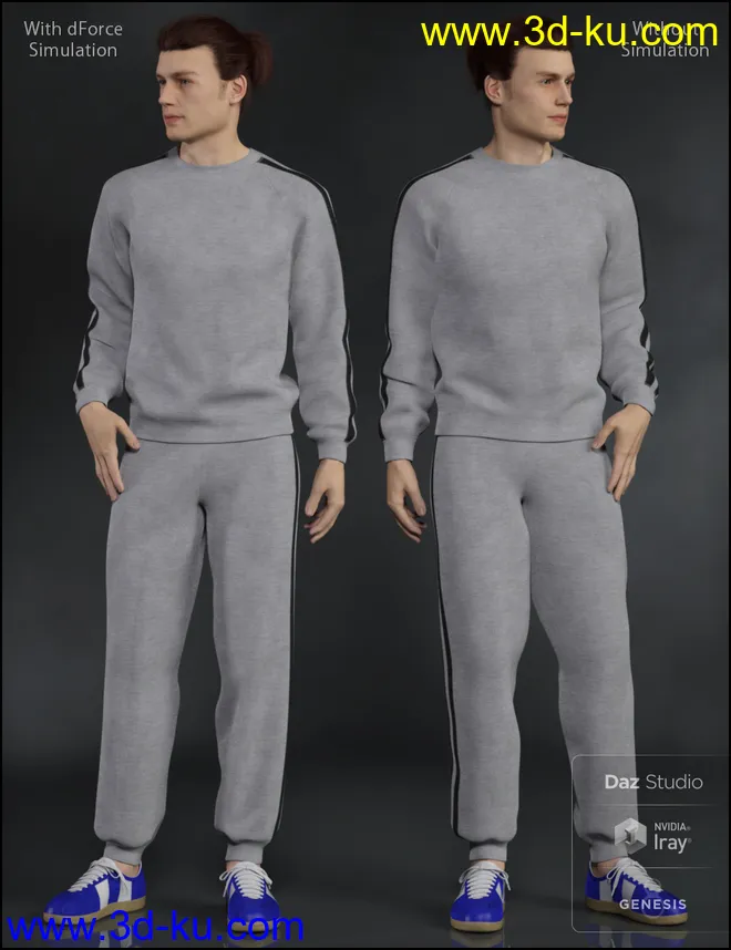 dForce Retro Sweatsuit for Genesis 8 Female(s) and Male(s)模型的图片6