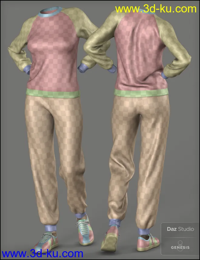 dForce Retro Sweatsuit for Genesis 8 Female(s) and Male(s)模型的图片9