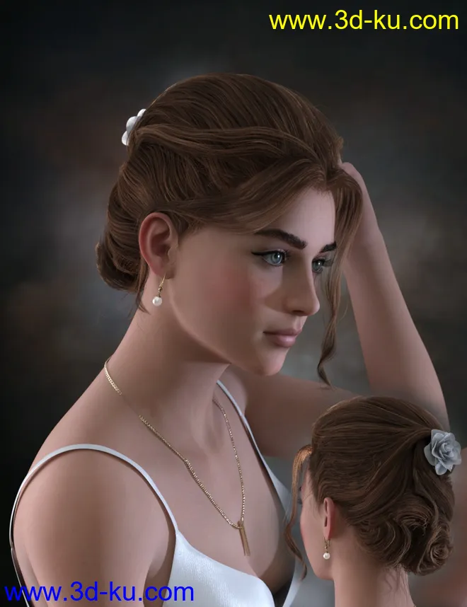 Ellya Classic Updo for Genesis 8 Female(s)模型的图片1