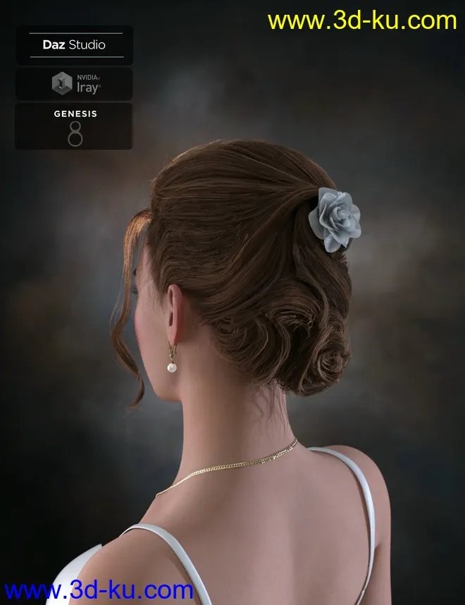 Ellya Classic Updo for Genesis 8 Female(s)模型的图片4