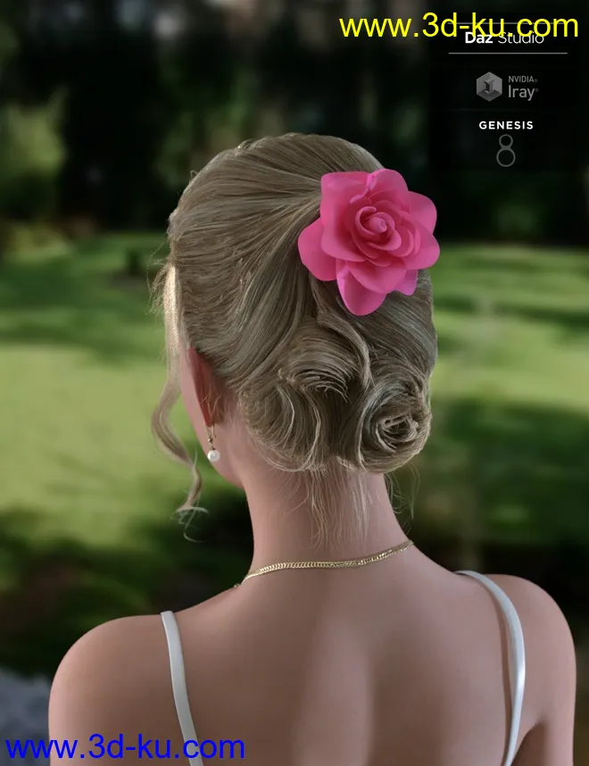 Ellya Classic Updo for Genesis 8 Female(s)模型的图片6