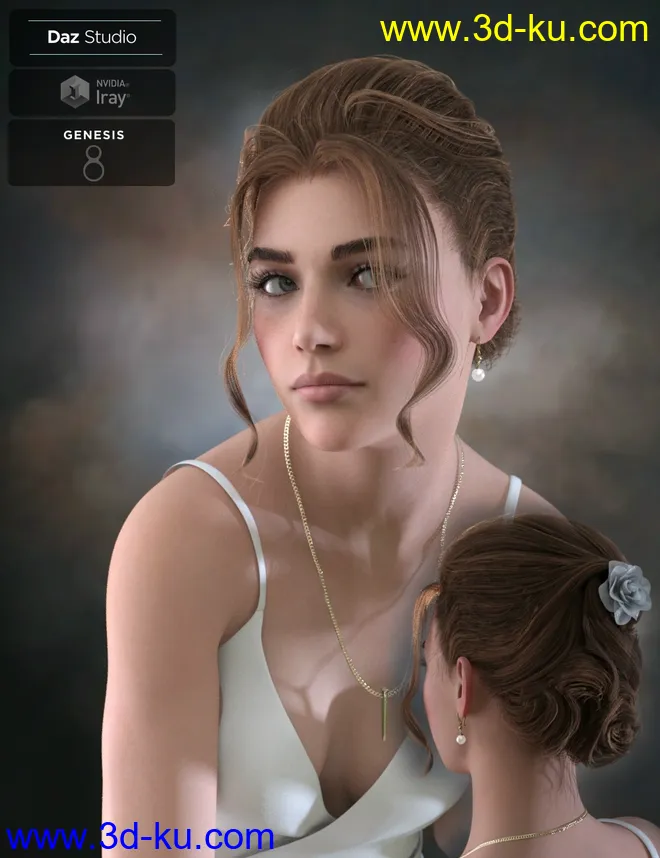 Ellya Classic Updo for Genesis 8 Female(s)模型的图片10