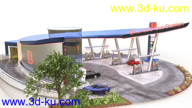 Bituka3d Gas Station Props模型的图片3