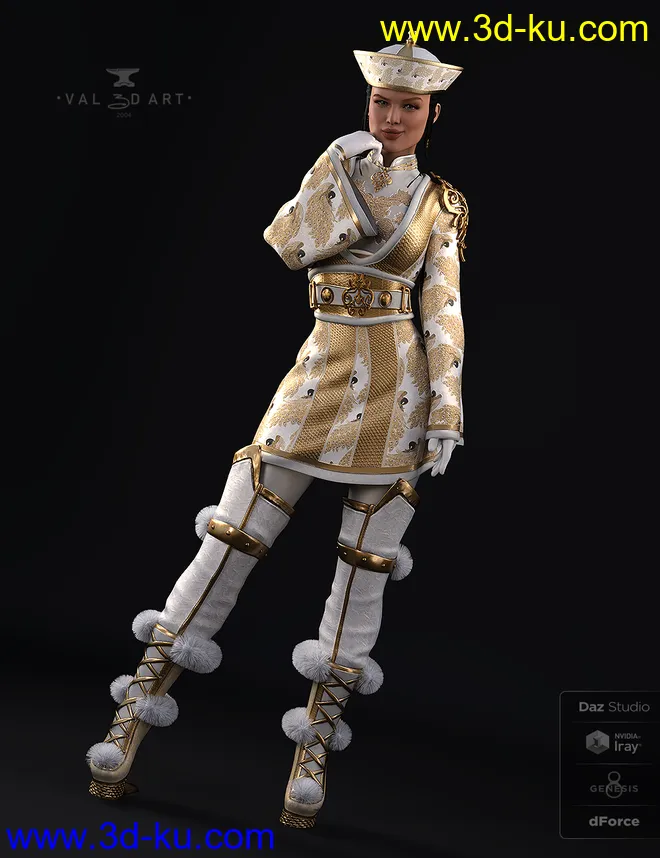 dForce Sujin Imperial Fantasy Outfit for Genesis 8 Females模型的图片2