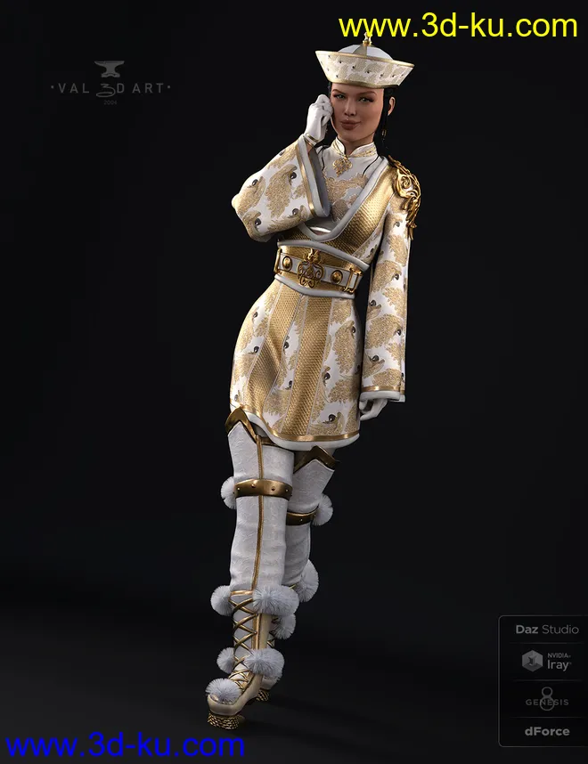 dForce Sujin Imperial Fantasy Outfit for Genesis 8 Females模型的图片4