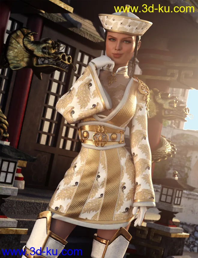 dForce Sujin Imperial Fantasy Outfit for Genesis 8 Females模型的图片5