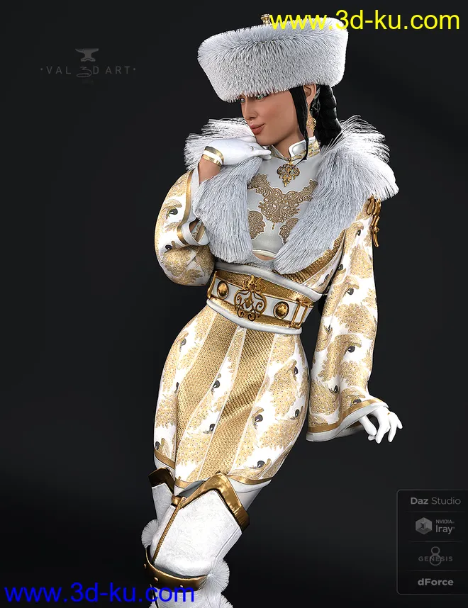 dForce Sujin Imperial Fantasy Outfit for Genesis 8 Females模型的图片9