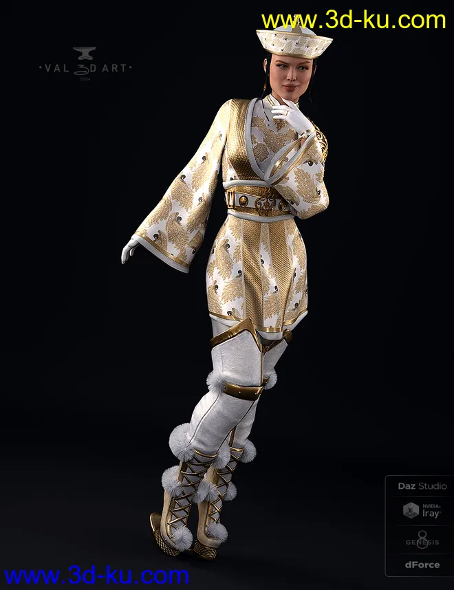 dForce Sujin Imperial Fantasy Outfit for Genesis 8 Females模型的图片12