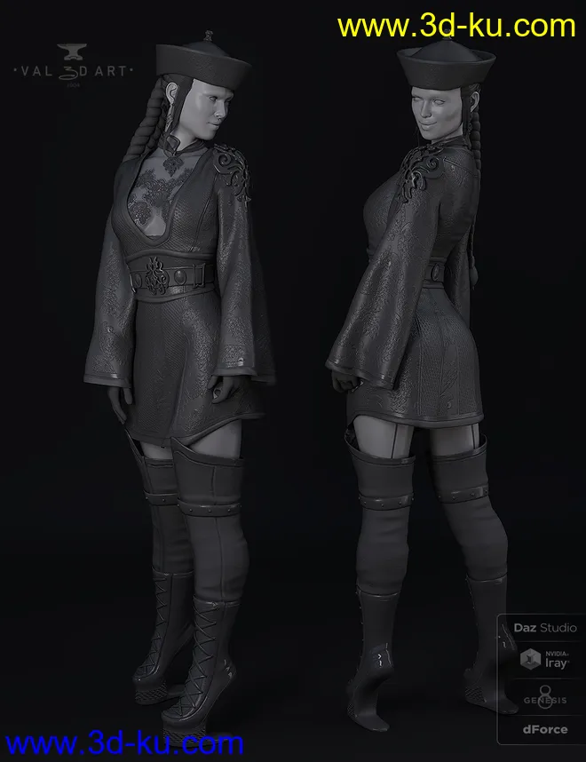 dForce Sujin Imperial Fantasy Outfit for Genesis 8 Females模型的图片13