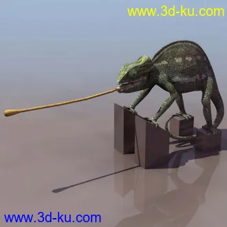 3D打印模型变色龙，贴图 + 渲染的图片