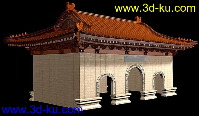 精品古建筑模型(附精细石狮和盘金龙模型)的图片11