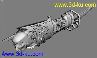 3D打印模型非常精细的镂空人头柄长宝剑！的图片