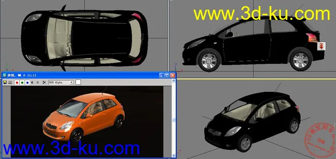 亮丽车模渲染----Toyota-Yaris（附带模型贴图）的图片2