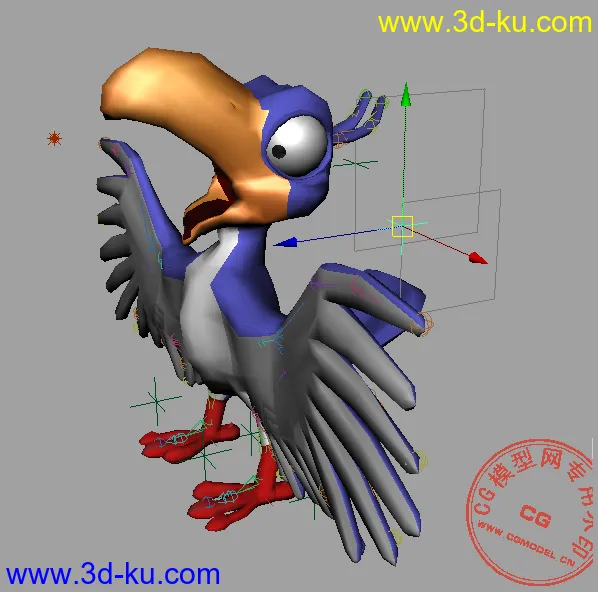 自己做的鹦鹉带骨骼绑定和表情模型的图片2