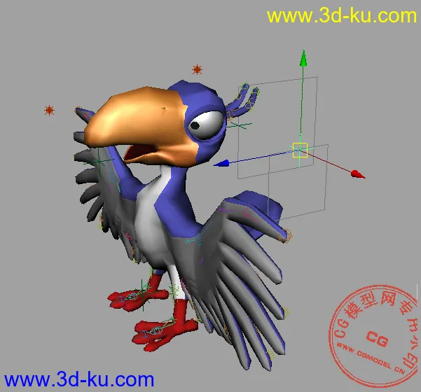 自己做的鹦鹉带骨骼绑定和表情模型的图片3