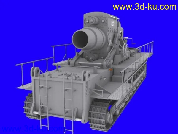 二战德国大臼炮车 max格式模型的图片3
