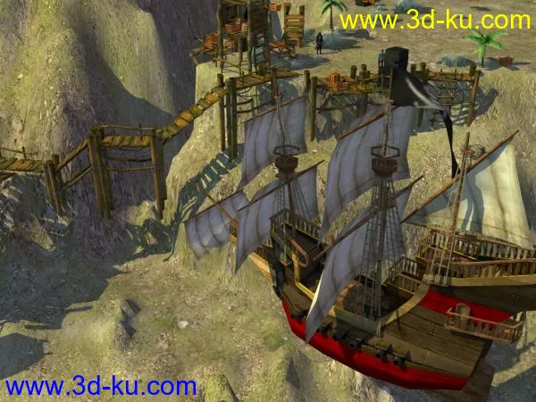 游戏“黑湾海盗”的一个小港口，已经整理好了，想研究的下吧~模型的图片1