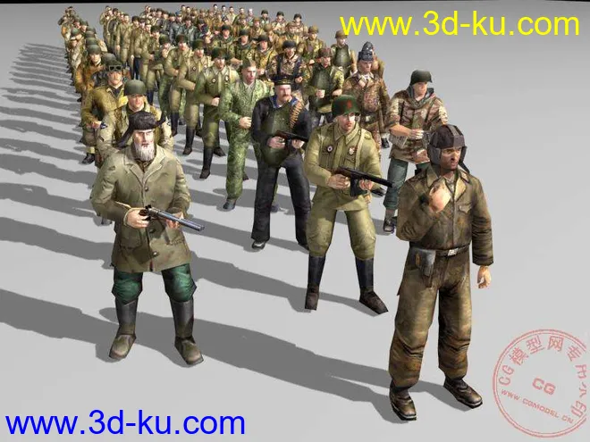 76个二战游戏人物低模!!!超全，各个兵种！！！军人模型的图片1