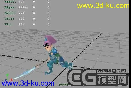 大刀客maya8.0带攻击动作模型的图片2